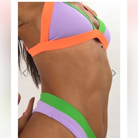 NWT OneOne Swimwear Bikini SET Wellfleet Purple Green Orange Lilac Kameron Jesse - Picture 5 of 13